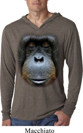 Mens Shirt Big Orangutan Face Lightweight Hoodie Tee T-Shirt