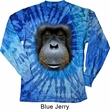 Mens Shirt Big Orangutan Face Long Sleeve Tie Dye Tee T-shirt