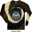 Mens Shirt Big Orangutan Face Long Sleeve Tie Dye Tee T-shirt