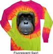 Mens Shirt Big Orangutan Face Long Sleeve Tie Dye Tee T-shirt