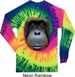 Mens Shirt Big Orangutan Face Long Sleeve Tie Dye Tee T-shirt