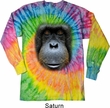 Mens Shirt Big Orangutan Face Long Sleeve Tie Dye Tee T-shirt