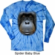 Mens Shirt Big Orangutan Face Long Sleeve Tie Dye Tee T-shirt