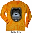 Mens Shirt Big Orangutan Face Long Sleeve Tie Dye Tee T-shirt