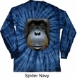 Mens Shirt Big Orangutan Face Long Sleeve Tie Dye Tee T-shirt