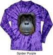 Mens Shirt Big Orangutan Face Long Sleeve Tie Dye Tee T-shirt
