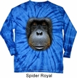Mens Shirt Big Orangutan Face Long Sleeve Tie Dye Tee T-shirt