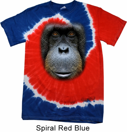 Mens Shirt Big Orangutan Face Patriotic Tie Dye Tee T-shirt