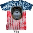 Mens Shirt Big Orangutan Face Patriotic Tie Dye Tee T-shirt