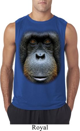 Mens Shirt Big Orangutan Face Sleeveless Tee T-Shirt