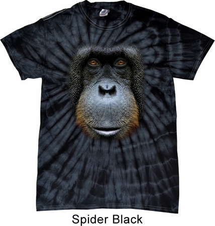 Mens Shirt Big Orangutan Face Spider Tie Dye Tee T-shirt