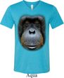 Mens Shirt Big Orangutan Face Tri Blend V-neck Tee T-Shirt