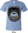 Mens Shirt Big Orangutan Face Tri Blend V-neck Tee T-Shirt