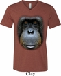 Mens Shirt Big Orangutan Face Tri Blend V-neck Tee T-Shirt