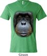 Mens Shirt Big Orangutan Face Tri Blend V-neck Tee T-Shirt