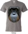Mens Shirt Big Orangutan Face Tri Blend V-neck Tee T-Shirt