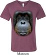 Mens Shirt Big Orangutan Face Tri Blend V-neck Tee T-Shirt