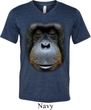 Mens Shirt Big Orangutan Face Tri Blend V-neck Tee T-Shirt