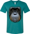 Mens Shirt Big Orangutan Face Tri Blend V-neck Tee T-Shirt