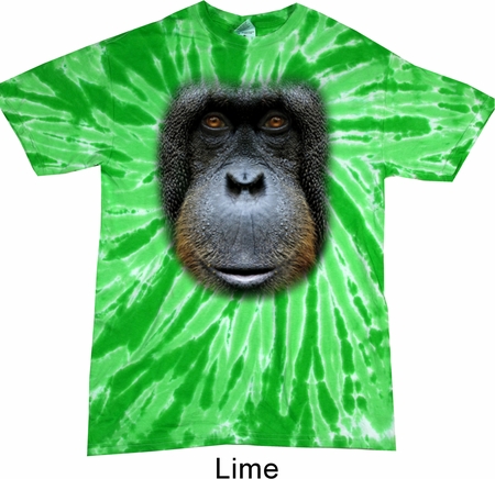 Mens Shirt Big Orangutan Face Twist Tie Dye Tee T-shirt