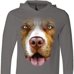 Mens Shirt Big Pit Bull Face Lightweight Hoodie Tee Mens Shirt Big Pit Bull Face Lightweight Hoodie Tee
