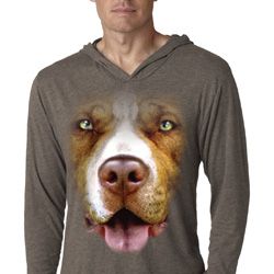 Mens Shirt Big Pit Bull Face Lightweight Hoodie Tee T-Shirt Mens Shirt Big Pit Bull Face Lightweight Hoodie Tee T-Shirt
