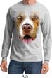 Mens Shirt Big Pit Bull Face Long Sleeve Tee T-Shirt