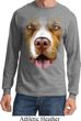 Mens Shirt Big Pit Bull Face Long Sleeve Tee T-Shirt