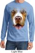 Mens Shirt Big Pit Bull Face Long Sleeve Tee T-Shirt