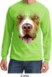 Mens Shirt Big Pit Bull Face Long Sleeve Tee T-Shirt