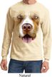 Mens Shirt Big Pit Bull Face Long Sleeve Tee T-Shirt