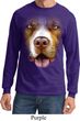 Mens Shirt Big Pit Bull Face Long Sleeve Tee T-Shirt