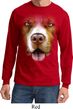 Mens Shirt Big Pit Bull Face Long Sleeve Tee T-Shirt