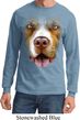Mens Shirt Big Pit Bull Face Long Sleeve Tee T-Shirt