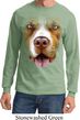 Mens Shirt Big Pit Bull Face Long Sleeve Tee T-Shirt