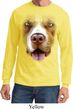 Mens Shirt Big Pit Bull Face Long Sleeve Tee T-Shirt
