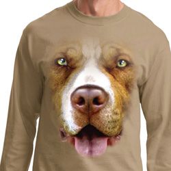 Mens Shirt Big Pit Bull Face Long Sleeve Tee T-Shirt Mens Shirt Big Pit Bull Face Long Sleeve Tee T-Shirt