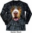 Mens Shirt Big Pit Bull Face Long Sleeve Tie Dye Tee T-shirt