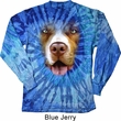 Mens Shirt Big Pit Bull Face Long Sleeve Tie Dye Tee T-shirt
