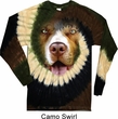 Mens Shirt Big Pit Bull Face Long Sleeve Tie Dye Tee T-shirt