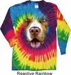 Mens Shirt Big Pit Bull Face Long Sleeve Tie Dye Tee T-shirt