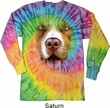 Mens Shirt Big Pit Bull Face Long Sleeve Tie Dye Tee T-shirt