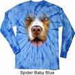 Mens Shirt Big Pit Bull Face Long Sleeve Tie Dye Tee T-shirt
