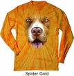 Mens Shirt Big Pit Bull Face Long Sleeve Tie Dye Tee T-shirt