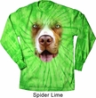 Mens Shirt Big Pit Bull Face Long Sleeve Tie Dye Tee T-shirt