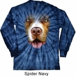 Mens Shirt Big Pit Bull Face Long Sleeve Tie Dye Tee T-shirt