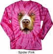 Mens Shirt Big Pit Bull Face Long Sleeve Tie Dye Tee T-shirt