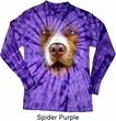 Mens Shirt Big Pit Bull Face Long Sleeve Tie Dye Tee T-shirt