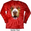 Mens Shirt Big Pit Bull Face Long Sleeve Tie Dye Tee T-shirt