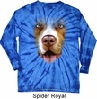 Mens Shirt Big Pit Bull Face Long Sleeve Tie Dye Tee T-shirt